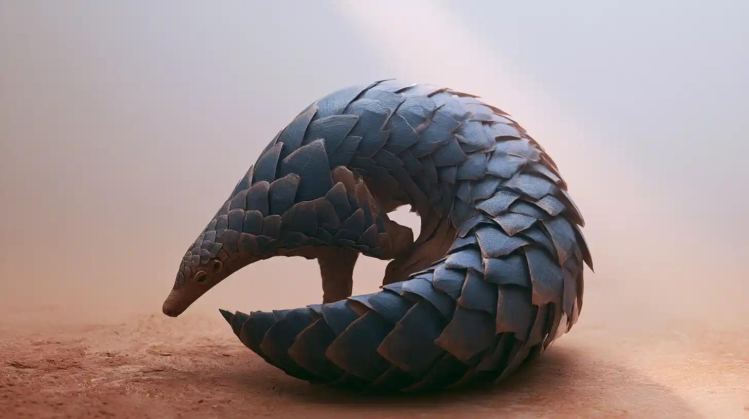 A curled origami pangolin, symbolizing the hidden animal, protection, and the instinct to withdraw inward.