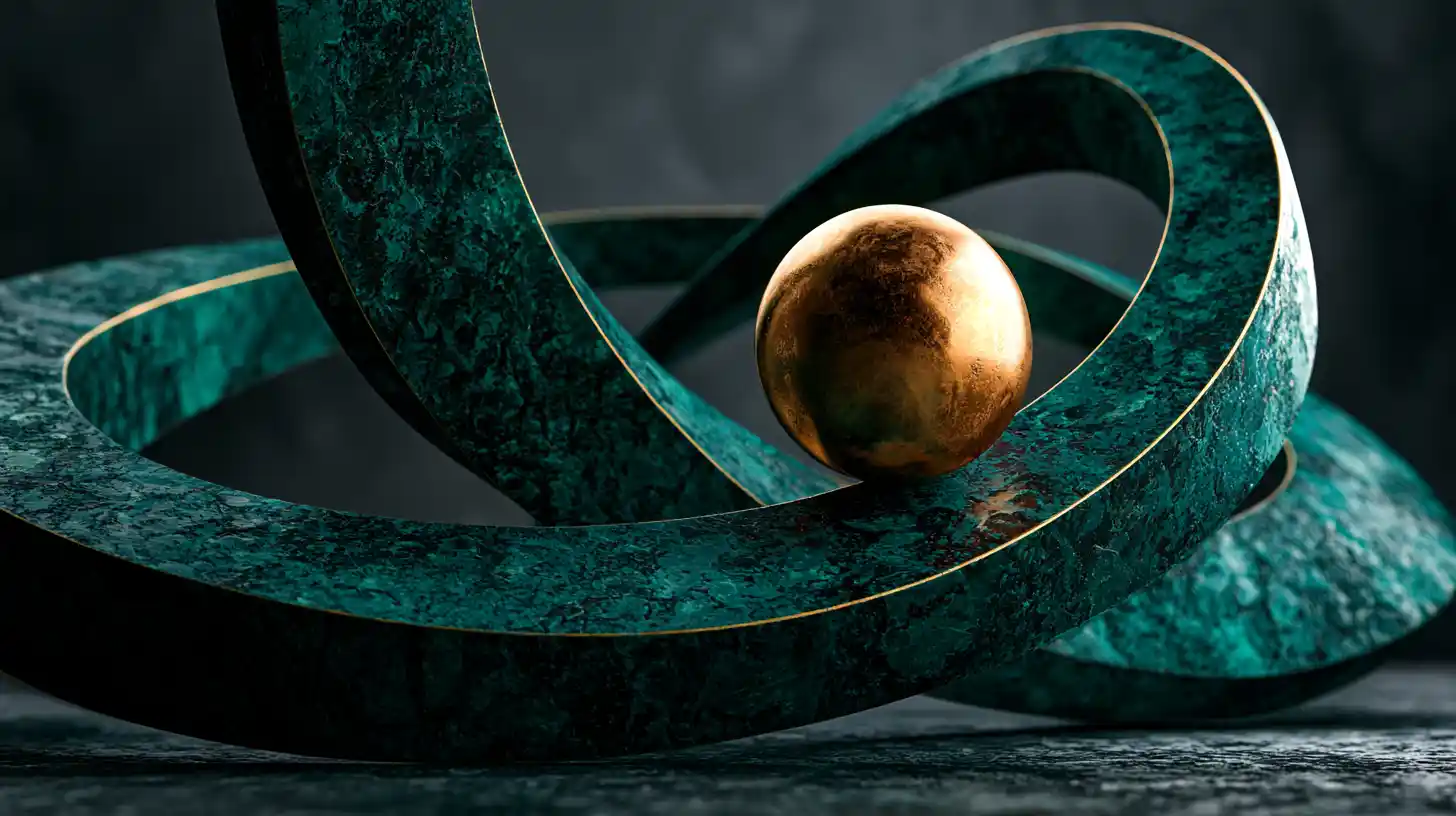 A copper sphere moving through a dark curved track, symbolizing an automatic response reaching its path before reflection.