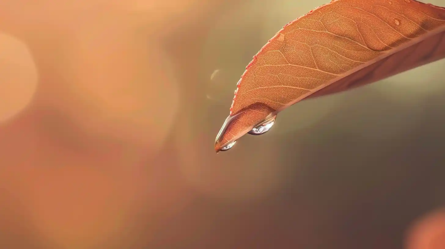 A droplet suspended on the edge of a leaf, symbolizing tension and readiness just before crossing a threshold.